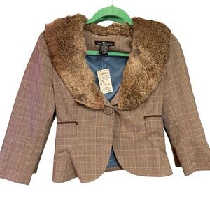 Heart Moon Star Jacket Rabbit Fur Collar